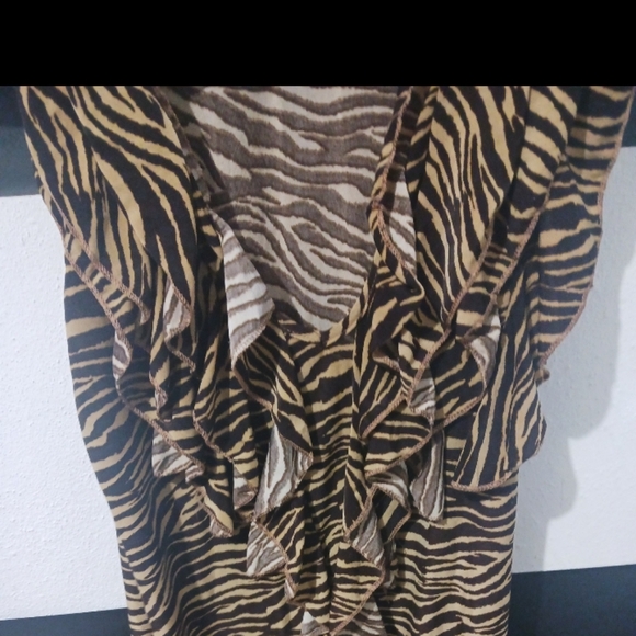 Women Animal printed zebra brown rurales sleveless blouse top - Picture 5 of 8